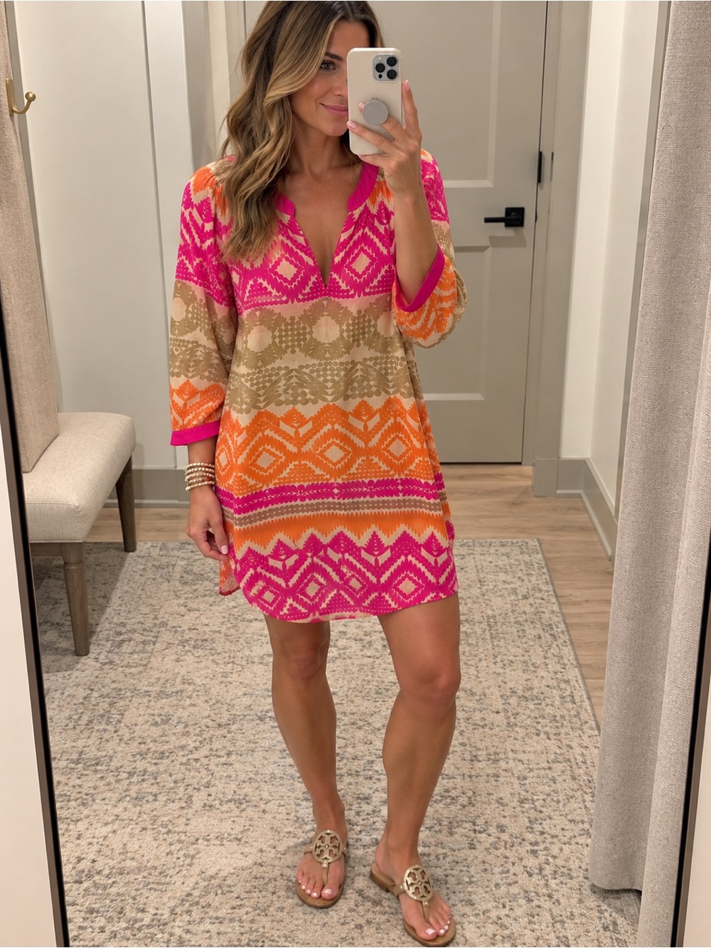 Trina Turk pink and orange coverup small sheer